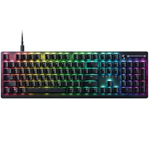 razer deathstalker v2 gaming keyboard: low-profile optical switches – linear red – ultra-durable coated keycaps – durable aluminum top plate – multi-function roller and media button – chroma rgb