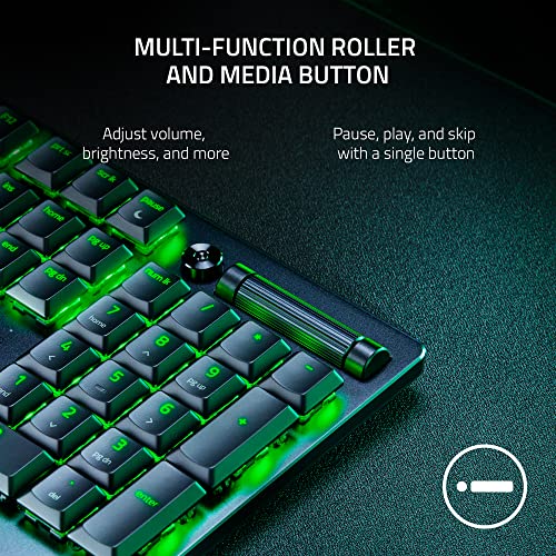 Razer DeathStalker V2 Gaming Keyboard: Low-Profile Optical Switches - Linear Red - Ultra-Durable Coated Keycaps - Durable Aluminum Top Plate - Multi-Function Roller and Media Button - Chroma RGB