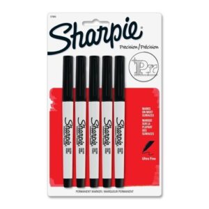 sharpie products – sharpie – permanent markers, ultra fine point, black, 5/pack – sold as 1 pack – extra precise, 0.2mm narrowed tip for extreme control and accuracy. – permanent on most surfaces. – quick-drying ink is waterproof, smearproof and fade-resi