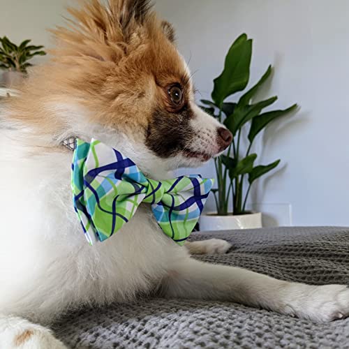 Huxley & Kent Pet Bow Tie | Lime Madras (Extra-Large) | Easter Pet Bow Tie Collar Attachment | Fun Bow Ties for Dogs & Cats | Cute, Comfortable, and Durable