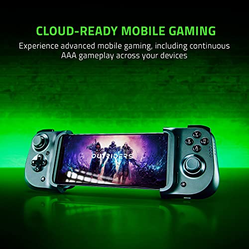 Razer Kishi Mobile Controller for iPhone iOS: Works with iPhone X, 11, 12, 13, and 13 Max - Includes 1 Month Xbox Game Pass Ultimate, xCloud, Stadia, Luna - Lightning Port Passthrough - MFi Certified