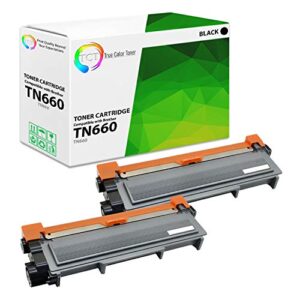 true color toner tn660 tn-660 2-pack premium compatible toner cartridge replacement for brother hl-l2340dw l2300d l2360dw l2380dw, mfc-l2700dw l2740dw, dcp-l2520dw l2540dw printers (2,600 pages)