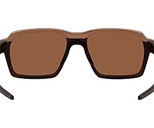 Oakley Men's OO4143 Parlay Rectangular Sunglasses, Matte Rootbeer/Prizm Tungsten Polarized, 58 mm