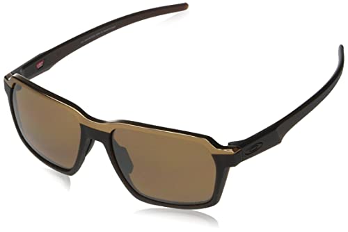 Oakley Men's OO4143 Parlay Rectangular Sunglasses, Matte Rootbeer/Prizm Tungsten Polarized, 58 mm