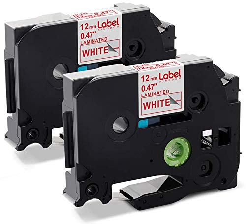 Label KINGDOM Compatible Labels Replacement for Brother TZe-232 TZ-232 Red on White P Touch TZe Label Tape 12mm 0.47 Inch Laminated for PT-D210 PT-D400 PT-D200 PT-H110 Label Maker, 2-Pack