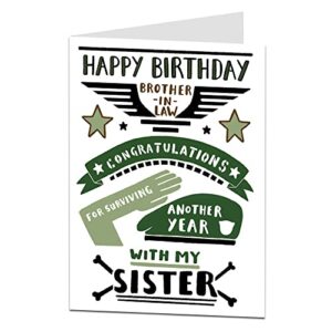 limalima funny brother in law birthday card for men. congratulations on surviving another year with my sister