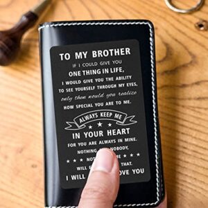 Laluminter Brother Gift Ideas, Big Brother Christmas Card, Engraved Wallet Card Decorations to My Bro