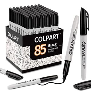 permanent markers,fine tip black permanent marker pens bulk of 85 pack black marker set waterproof,quick drying black markers permanent work on wood,metal,plastic,stone,glass for office school home