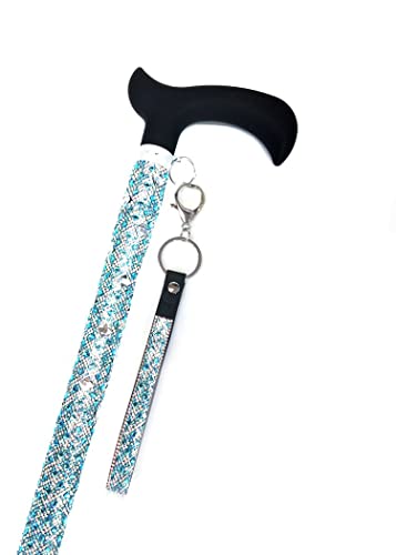 Jacqueline Kent Sugar Cane - Adjustable Cane - Turquoise Silver