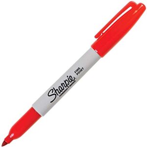 Sharpie 30002 Fine Point Permanent Marker, Marks On Paper and Plastic, Resist Fading and Water, AP Certified, Red Color, Pack Of 2 Boxes Of 12 Markers