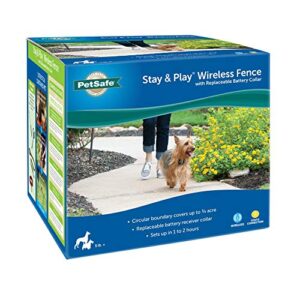 petsafe stay & play wireless fence with replaceable battery collar for dogs, 5.7 lb