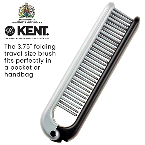 Kent KFM4 Anti Static Hair Brush Styling Brush Folding Brush Small Hair Brush for Men Daily Grooming using Mens Styling Products. Mini Hairbrush Anti Static for Hair Frizz Free Brush Made in England