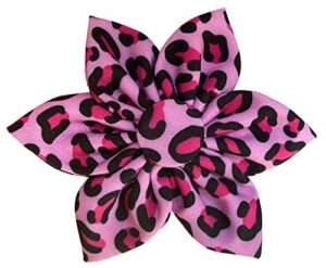 h&k pet pinwheel | pink leopard (large) | valentine’s day velcro collar accessory for dogs/cats | fun pet pinwheel collar attachment | cute, comfortable pet accessory