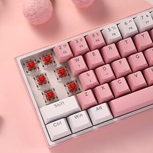 Redragon K617 Fizz 60% Wired RGB Gaming Keyboard, 61 Keys Compact Mechanical Keyboard w/White and Pink Color Keycaps, Linear Red Switch, Pro Driver/Software Supported