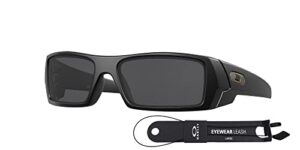 oakley gascan oo9014 03-473 matte black/grey sunglasses for men bundle leash +visiova accessories