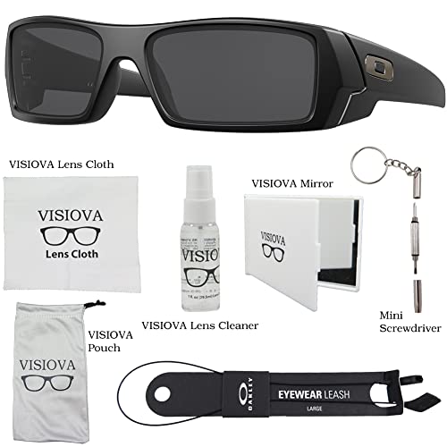 Oakley Gascan OO9014 03-473 Matte Black/Grey Sunglasses For Men Bundle Leash +VISIOVA Accessories