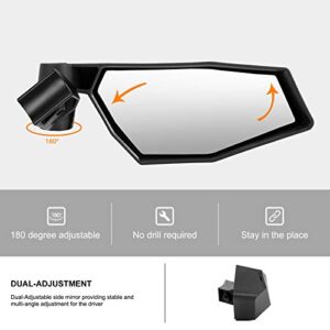 KIWI MASTER Side Mirrors Compatible for 2020-2023 Polaris RZR Pro XP, Pro R, Turbo R / 4 Accessories Adjustable Folding Rear View Racing Mirror 2883762