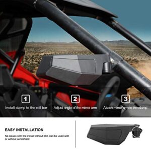 KIWI MASTER Side Mirrors Compatible for 2020-2023 Polaris RZR Pro XP, Pro R, Turbo R / 4 Accessories Adjustable Folding Rear View Racing Mirror 2883762