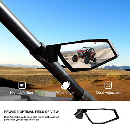 KIWI MASTER Side Mirrors Compatible for 2020-2023 Polaris RZR Pro XP, Pro R, Turbo R / 4 Accessories Adjustable Folding Rear View Racing Mirror 2883762