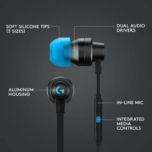 Logitech G333 Gaming Earphones with Dual Audio Drivers, in-line mic and Volume Control, Compatible with PC/PS/Xbox/Nintendo/Mobile with 3.5mm Aux or USB-C Port - Black