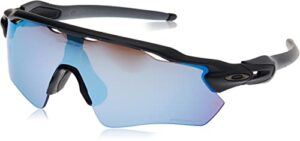 oakley men’s oo9208 radar ev path rectangular sunglasses, matte black/prizm deep water polarized, 38 mm