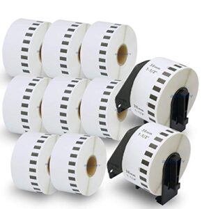 BETCKEY - Compatible Continuous Labels Replacement for Brother DK-2225 (1.4 in x 100 ft), Use with Brother QL Label Printers [10 Rolls + 2 Reusable Cartridges]