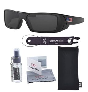oakley gascan oo9014 sunglasses matte black/usa icon + bundle leash + bundle with designer iwear complimentary care kit