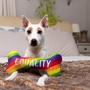 H&K for Dogs Power Plush | Pride Equality Bone (Small) | Pride Funny Dog Toy | Dog Toy with Squeaker | Dog Gift | Fun, Durable, and Safe | Squeaky Dog Toy