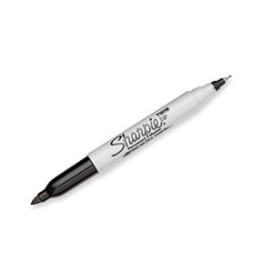 Sharpie Fine/Ultra Fine Twin Tip Permanent Marker, Black (Pack of 12)