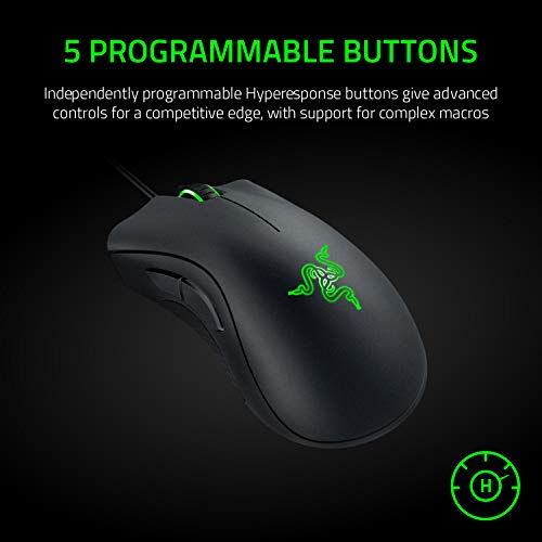 Razer DeathAdder Essential (2021) - Wired Gaming Mouse (Optical Sensor, 6400 DPI, 5 Programmable Buttons, Ergonomic Form Factor) Black