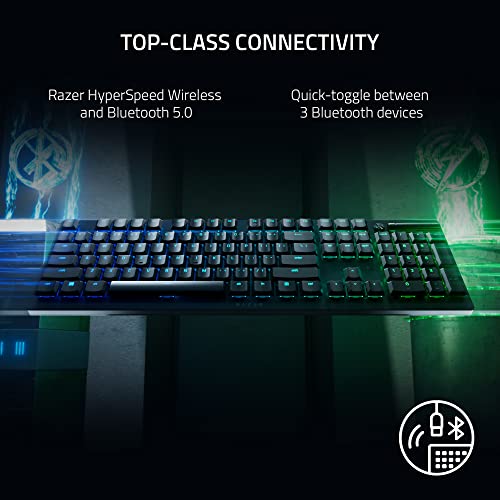 Razer DeathStalker V2 Pro Wireless Gaming Keyboard: Low-Profile Optical Switches - Linear Red - Hyperspeed Wireless & Bluetooth 5.0-40 Hr Battery - Ultra-Durable Coated Keycaps - Chroma RGB (Renewed)