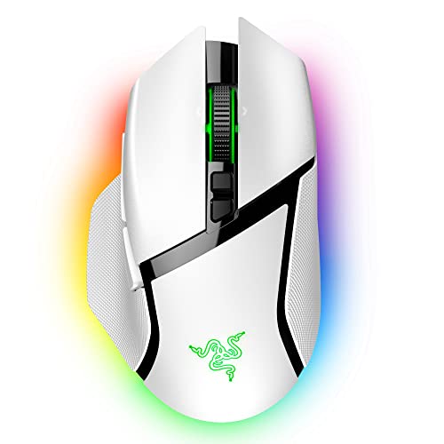 Razer Basilisk V3 Pro Customizable Wireless Gaming Mouse: Fast Optical Switches Gen-3 - HyperScroll Tilt Wheel - Chroma RGB - 11 Programmable Buttons - Focus Pro 30K Optical Sensor - White