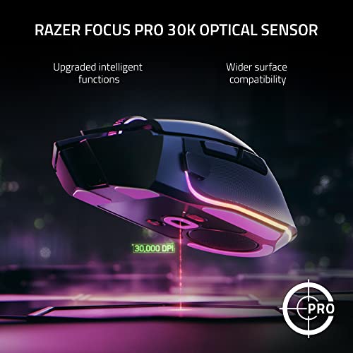 Razer Basilisk V3 Pro Customizable Wireless Gaming Mouse: Fast Optical Switches Gen-3 - HyperScroll Tilt Wheel - Chroma RGB - 11 Programmable Buttons - Focus Pro 30K Optical Sensor - White