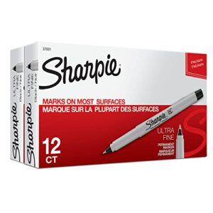 sharpie permanent markers, ultra-fine point, black, 24-count