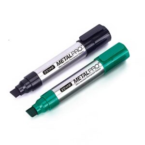 zeyar permanent markers pen, jumbo size, aluminum barrel, set of 2, premium waterproof & smear proof markers, quick drying, writes on most surfaces (black & green)