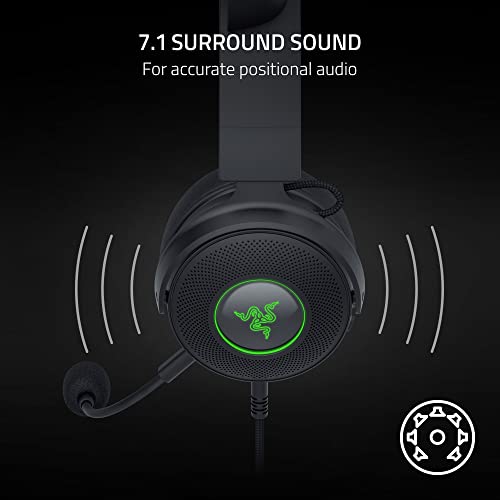 Razer Kraken Kitty V2 Pro Wired RGB Headset: Interchangeable Ears (Kitty, Bear, Bunny) - Stream Reactive Lighting - Detachable HyperClear Cardioid Mic - 50mm Drivers - 7.1 Surround Sound - Black