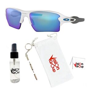 Oakley OO9188 Flak 2.0 XL Sunglasses + Vision Group Accessories Bundle mens(Polished White/Prizm Sapphire (918894)