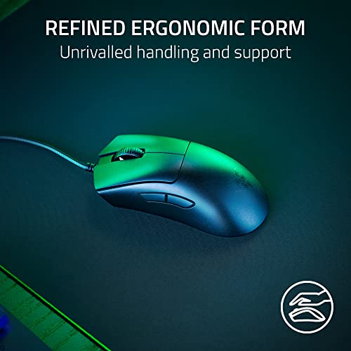 DeathAdder V3 Wired Gaming Mouse: 59g Ultra Lightweight - Focus Pro 30K Optical Sensor - Fast Optical Switches Gen-3 - 8K Hz HyperPolling - 6 Programmable Buttons - Ergonomic - Speedflex Cable - Black