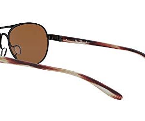 Oakley Women's OO4108 Tie Breaker Pilot Sunglasses, Polished Black/Prizm Tungsten, 56 mm