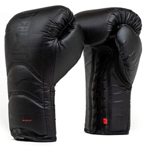 everlast elite laced leather boxing gloves (black, 14oz)