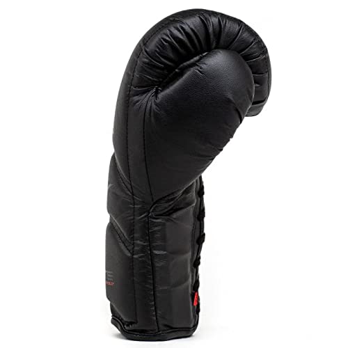 Everlast Elite Laced Leather Boxing Gloves (Black, 14oz)