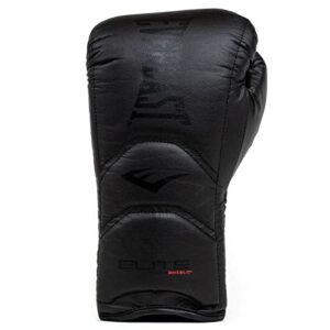 Everlast Elite Laced Leather Boxing Gloves (Black, 14oz)