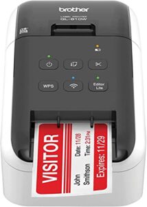 brother ql-810w ultra-fast label printer with wireless networking, print black/red labels per minute up to 300 x 600 dpi, durable automatic cutter up to 2.4″ wide, usb 2.0, cbmoun extension_cable