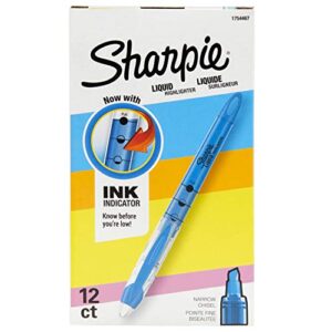 sharpie liquid highlighters, chisel tip, blue, box of 12