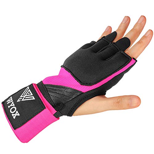 WYOX Gel Quick Hand Wraps for Boxing MMA Kickboxing - EZ-Off & On - Padded Knuckle with Wrist Wrap Protection for Men Women Youth (Pink, S-M)