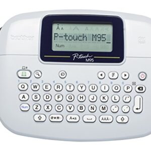 Brother PT-M95 Label Maker, P-Touch Label Printer, Handheld, QWERTY Keyboard, Up to 12mm Labels, Includes 12mm Black on White Tape Cassette