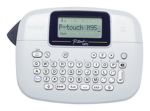 Brother PT-M95 Label Maker, P-Touch Label Printer, Handheld, QWERTY Keyboard, Up to 12mm Labels, Includes 12mm Black on White Tape Cassette