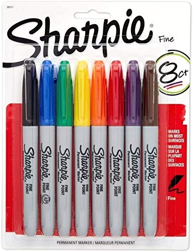 Sharpie 30217PP Fine Point Permanent Markers, Ink Dries Quickly and Resists Both Fading and Water, Blister of 8 Markers, Pack of 4 Blisters, 32 Markers Total, Assorted Colors