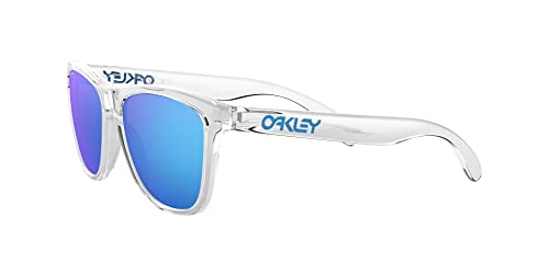 Oakley Frogskins OO9013 9013D0 55mm Crystal Clear/Prizm Sapphire Sunglasses for Men For Women Bundle Leash +VISIOVA Accessories