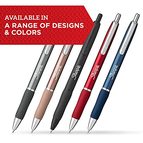 SHARPIE S-Gel, Gel Pens, Sleek Metal Barrel, Matte Black, Medium Point (0.7mm), Black Ink, 12 Count